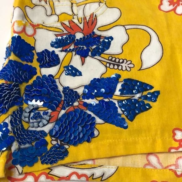 REVOLVE P.A.R.O.S.H. Farfetch Floral Blue Sequin Shorts 31 - Picture 10 of 11